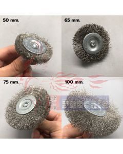  แปรงลวดเหรียญสแตนเลสแกน6mm. D:50-100mm.