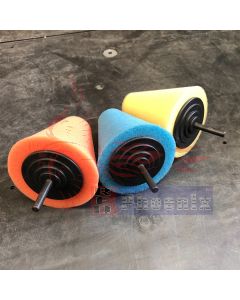 ฟองน้ำขัดล้อรูปกรวยโต 80 mm. แกน 6 mm.  สามสี (หยาบ-ละเอียด)