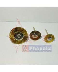 แปรงทองเหลือง"เหรียญ"แกน3mm.โต22-38mm.